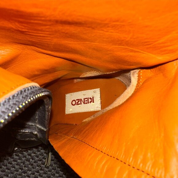 Kenzo Leather Tall Boots Black High Heel Platform Size 37 Going Out Dressy - Picture 13 of 15